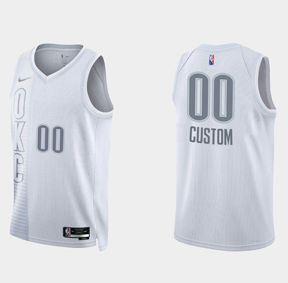 Men's Oklahoma City Thunder Active Player Custom 2021/22 City Edition White 75th Anniversary Stitched Basketball Jersey
